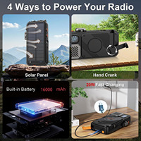 Banque d'alimentation solaire 16000mAh Radio FM Étanche Charge rapide Charge sans fil 20W Générateur à manivelle d'urgence Support extérieur