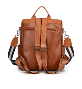 2022 Factory Wholesale Multifunctional Women Anti Theft Soft Leather <strong>Backpack</strong> Waterproof <strong>Brown</strong> Girl Shoulder School <strong>Backpack</strong> - Product Image 3
