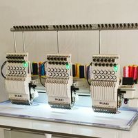 Machine à broder industrielle informatisée à 12 aiguilles, 3 têtes, pour broderie plate sur t-shirts et casquettes