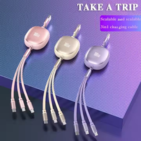 Câble USB rétractable 3 en 1 100W 6A, charge rapide, multifonction, type C, micro-chargeur, cordon pour iPhone, Huawei, utilisation en voiture