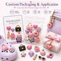 Breloques de chaussures en PVC rose personnalisées, mignonnes, en forme de papillon, pour sacs, rouges à lèvres, décorations de sabots, accessoires girly