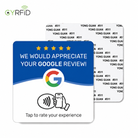 Autocollant de carte NFC en acrylique imperméable de 10 cm pour les commentaires Google sur les restaurants et les hôtels