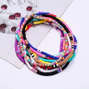 Collar de arcilla polimérica colorido para mujer, gargantilla de varias capas de Color arcoíris, joyería Preppy minimalista - Product Image 2