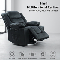 Fauteuil électrique doux en cuir de siège confortable moderne de haute qualité avec chauffage de massage pivotant