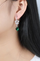 Lanphear Schmuck Luxuriöse elegante Voll diamant Blume Ohr stecker Labor gewachsen Smaragd Silber Hochzeit lange Ohrringe