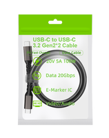 Câble de données USB 4 haute vitesse écologique 40Gbps Type C 20V 5A 100W PD Charge pour imprimante IOS Disponible en longueurs 1M 2M