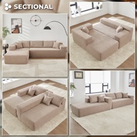 طقم أريكة مقطعية مضغوطة بالمكنسة الكهربائية بتصميم مريح على شكل حرف L، تصميم وحدات للاستخدام في الفيلات والمدارس وورش العمل