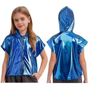 Ropa de Baile Urbano para Niños y Niñas de 6 a 16 Años, Chaleco Metálico con Capucha, Sudadera con Capucha, Estilo Jazz, Informal, para la Vida Diaria, con Borlas, Disfraz de Baile - Product Image 2