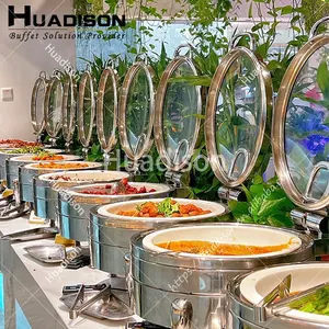 Huadison khách sạn Nguồn cung cấp chaffing món ăn tự chọn phục vụ thép không gỉ thực phẩm hâm nóng tự chọn chafing món ăn