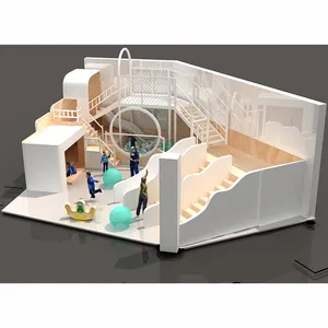 Customized Wooden Small Amusement Park Play Center Area With Slides For Children With Kids Indoor Playground Equipments