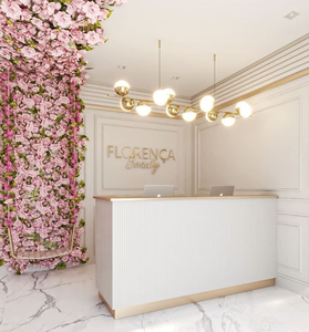 Durable Modern Design Counter Reception Desk <strong>Pink</strong> Painted Wood Front Desk for <strong>Beauty</strong> <strong>Salon</strong> - Product Image 3