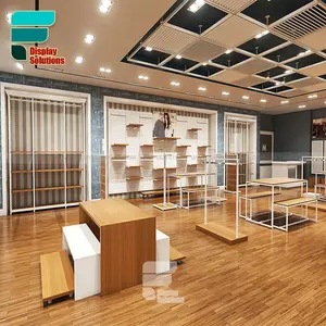 Kualitas tinggi pakaian pria toko tampilan furnitur desain ritel logam dan kain kayu menampilkan shopfitting penjualan pabrik