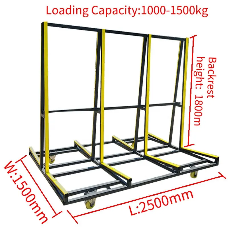 Carrello di legno di trasferimento del pannello del carico 2.5 kg del carrello di trasporto dello scaffale di trasporto della porta e della finestra di 1500 tester grande per l'industriale