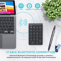 Teclado Numérico Inalámbrico Recargable, Teclado Numérico Bluetooth Delgado de 22 Teclas, Teclado Numérico Externo para Entrada de Datos