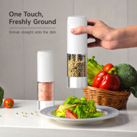 Petit moulin à sel et à poivre électrique en ABS+PC, couleur marron clair personnalisable, réglage automatique, rechargeable, qualité alimentaire, portable