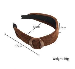 Bandeau en velours automne/hiver pour femme, style rétro, large, avec bouton en acétate - Product Image 3