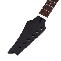 Instrumen Gitar Elektrik 6 Senar 24 Fret, Leher Maple, DIY, Aksesoris Pegangan Matte Hitam dengan Dot Merah