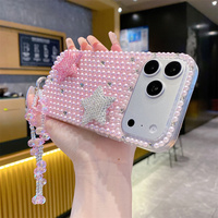 Coque de téléphone Coquette Y2K scintillante avec perles, strass et étoiles pour iPhone 18 17 Pro Max 16 15 14 13, avec dragonne en cristal et protection intégrale