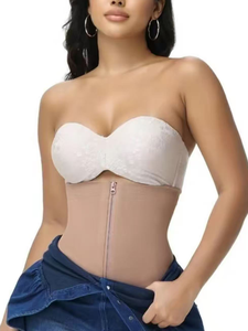 <strong>Strapless</strong> Zip Front Open Crotch <strong>Shapewear</strong> High Compression Tummy Control Butt Lifter <strong>Bodysuit</strong> - Product Image 4