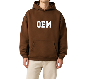 Sweat-shirt à capuche pour homme en molleton de coton marron, sans cordon, avec imprimé lettres et poche kangourou, style décontracté, vente en gros - Product Image 1
