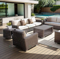 Modernes Outdoor-Freizeitmöbel-Set Wasserfestes Holz-Rattan-Sofa für Garten, Innenhof, Gastronomie, Hotels und Parks