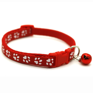Manufacturer Wholesale Multi-colors Paw Print Adjustable Nylon Cat <b>Dog</b> Collar with Bell - Product Image 4