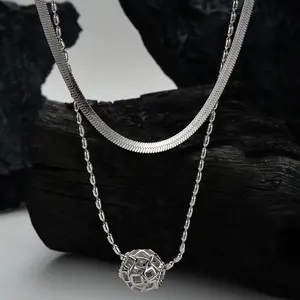 ICEBELA sin níquel sin plomo funky hecho a mano S925 linterna de plata esterlina encanto hoja cadena doble capas collar de mujer