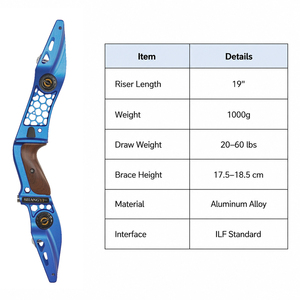 PMZ Archery - Empuñadura Desmontable para Arco Recurvo de 19 Pulgadas, Aleación de Aluminio, Mecanizado CNC, Sistema Universal <span class=keywords><strong>ILF</strong></span>, para Tiro con Arco al Aire Libre - Product Image 2