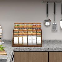 Étagère à épices robuste en bois rustique brun à 4 niveaux avec étagère de présentation en forme d'escalier pour le rangement dans les armoires et les garde-manger