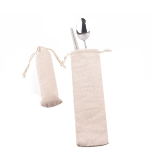 Bolsa de almacenamiento portátil de algodón y lino con cordón para cubiertos, venta al por mayor, bolsa de algodón y lino para cucharas - Product Image 5