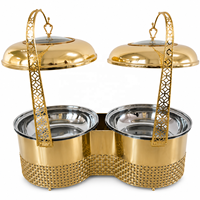 Chauffe-Plat Professionnel en Acier Inoxydable Doré 16L, Bain-Marie Durable pour Buffet, Réchaud à Alcool pour Hôtels et Traiteurs de Mariages