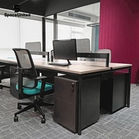 Station de travail de bureau moderne pour deux personnes SpaceUnited, bureau modulaire minimaliste, mobilier de bureau professionnel