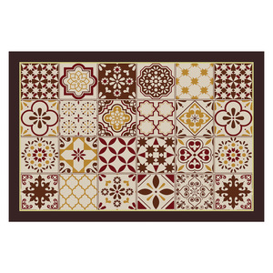 Tapis de bain rétro patchwork en porcelaine colorée, motif marron doré, rectangulaire, absorbant, antidérapant, pour usage domestique - Product Image 1