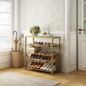 Étagère à chaussures industrielle en métal pour entrée de placard Étagère de rangement de chaussures en maille métallique avec cadre fixe en forme de X pour entrée et couloir - Product Image 4