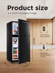 Mini réfrigérateur 80L vente chaude FLS-80-BLACK Double porte congélateur deux portes maison réfrigérateur dortoir réfrigérateur - Product Image 2