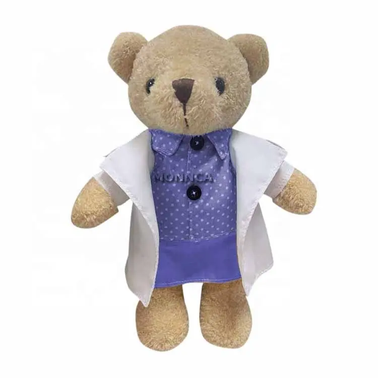 MOQ BASSO peluche firma dottore teddy bear con LOGO promozionale ospedale regalo personalizzato farcito molle del giocattolo della peluche orso orsacchiotto