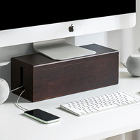 Organisateur élégant de support de cordon de fil de bureau grande boîte de gestion de câble en bois de stockage pour le bureau à domicile