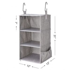 Detachable 3 <b>Shelf</b> Collapsible Hanging Organizer for Clothes and Shoes Canvas Hanging Closet <b>Shelf</b> Organizer - Product Image 6