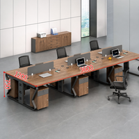 Ensemble de bureau et chaise de travail en bois moderne pour 1 à 6 employés avec options de table d'ordinateur simple ou multi-utilisateurs