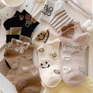 Cute Cartoon Bear Ankle Socks Women Spring Summer Thin Style Anti Bacterial Sweat Absorbing Casual Boat Socks - Product Image 3