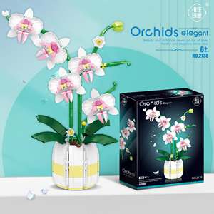 Weile Creative Orchid Flower Building <b>Block</b> Set 400-800 Pieces Assembly Toy For Teens Desktop Ornament Gift - Product Image 2