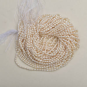 Perles d'eau douce blanches naturelles de 4-5 mm, perles de riz en fil, particules semi-finies, bijoux DIY avec accessoire de perles en vrac - Product Image 4