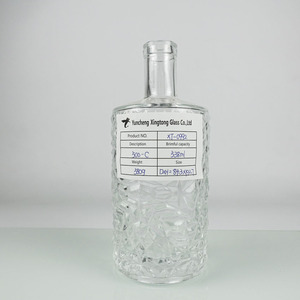 Botella de vidrio cilíndrica de 500ml con patrón de diamante lleno para licor de Vodka gin Ron <span class=keywords><strong>tequila</strong></span> whisky brandy espíritus - Product Image 2