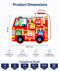 Jouet labyrinthe magnétique en bois, puzzle labyrinthe en forme de camion de pompiers avec stylo, entraînement à la pensée logique pour les tout-petits - Product Image 4