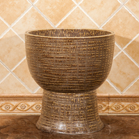 Gran oferta, lavabo de pedicura de pie alto barato, lavabo de Pedestal marrón, lavabo para el hogar, balcón, fregona redonda, fregadero para piscina