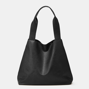 Minimalist PU Tote Bag Women Soft Shoulder Strap Casual Daily Use Open <b>Top</b> Black Handbag Ladies <b>Top</b> Handle Handbag - Product Image 1