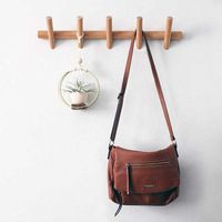 Porte-manteau mural en bois à 5 crochets, style minimaliste, pour l'entrée, pour suspendre sacs et chapeaux, vente en gros