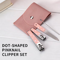 Ensemble de manucure professionnel pour femmes avec logo personnalisé, kit de coupe-ongles multifonction 4 pièces, coupe-ongles en acier inoxydable, soins personnels en PU