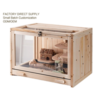 Cage à hamster respirante en bois et plastique avec vue transparente, grand espace pour l'élevage de petits animaux, plateau coulissant et assemblage facile