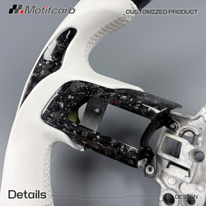 Custom steering wheel White Style Carbon Fiber for Ford Mustang GT Shelby S550 GT350 GT500 Coupe Convertible 2015-2023 - Product Image 4